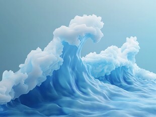 梦幻蓝色海浪艺术图景