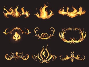 金色火焰装饰图案集合