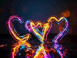 炫彩光影爱心艺术造型