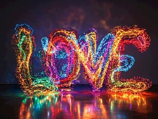 五彩光绘LOVE艺术效果