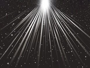 星芒射线闪耀神秘夜空