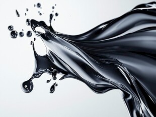 黑色液体动感飞溅瞬间