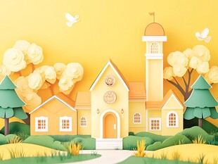 梦幻纸艺风的温馨校园