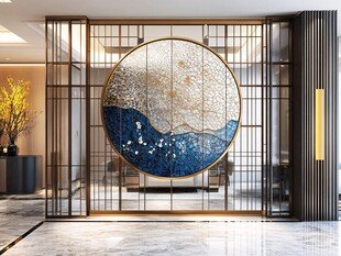 中式玄关屏风艺术装饰画