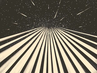 黑白放射星空抽象艺术图
