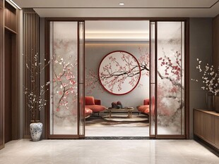 中式典雅客厅的诗意隔断