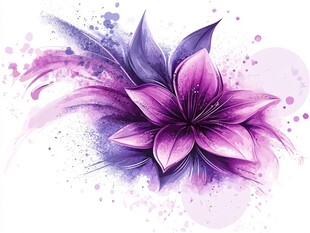 梦幻紫色花卉水彩艺术画