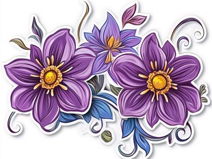 紫色花卉装饰图案