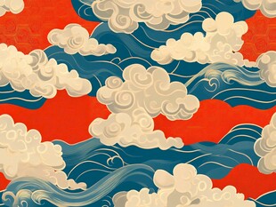 中式云浪纹图案背景