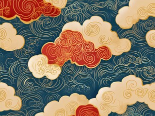 中式云纹图案背景纹理