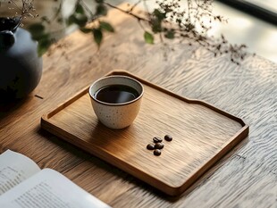 木质托盘上的咖啡时光