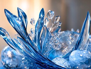 梦幻蓝色水晶植物摆件