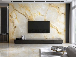 现代客厅大理石电视背景墙