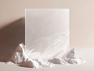 白色立体纸张与纸艺山峦