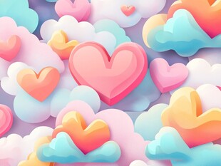 梦幻爱心云朵浪漫背景图