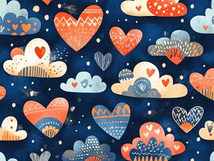 爱心云朵梦幻图案背景