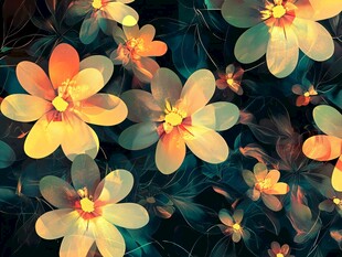 梦幻炫彩花卉图案背景