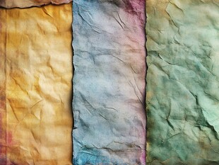 三张褶皱彩色纸张纹理图