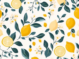 柠檬枝叶清新图案设计