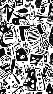 黑白涂鸦风抽象图案集合