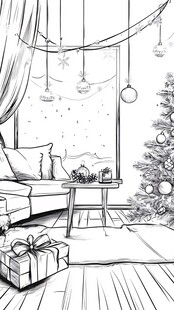 冬日温馨客厅的圣诞场景