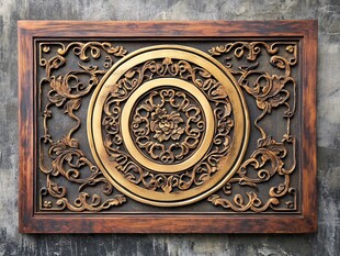 中式木雕挂件 精美花纹装饰