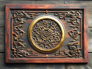 中式木雕牌匾 精致纹饰