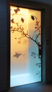 中式花鸟玻璃门艺术美