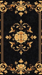黑色底金色奢华花卉纹饰
