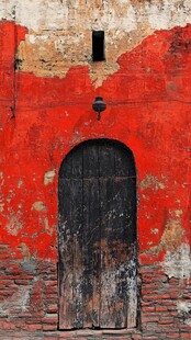 红墙旧门的岁月痕迹