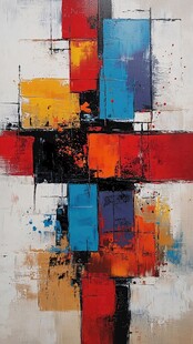 抽象多彩几何色块艺术画作