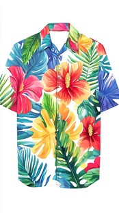 缤纷花卉短袖衬衫