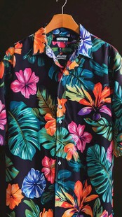 热带花卉印花时尚衬衫