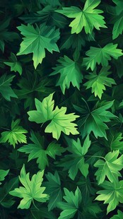 翠绿枫叶无缝背景图案