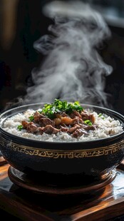 热气腾腾的美味牛肉盖浇饭