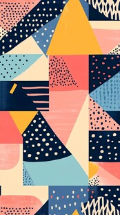 几何图案拼接抽象艺术画