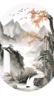 水墨山水秋景图