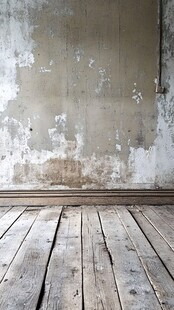 老旧墙面与木质地板场景