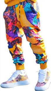 个性多彩印花休闲运动裤