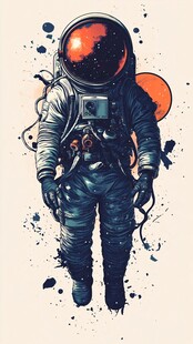 太空漫步宇航员插画