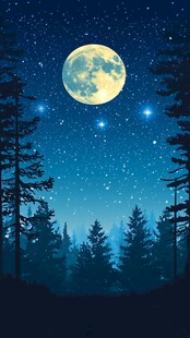 月夜森林星空梦幻美景