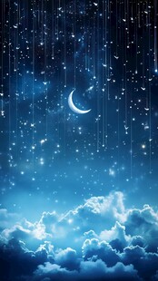 梦幻月夜星空云海美景