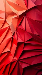 红色立体几何折纸纹理