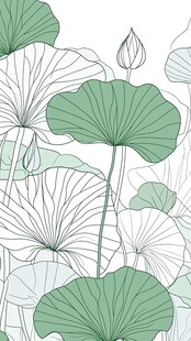 清新水墨风荷叶荷花图