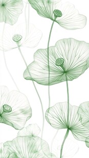 清新水墨风荷叶荷花图案