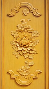 中式木雕莲花装饰图案