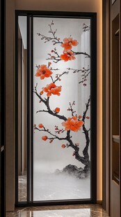 中式梅花玻璃屏风装饰