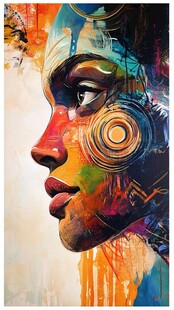 彩色艺术风格的人物侧脸