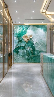 奢华翡翠纹大理石玄关设计