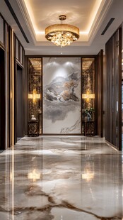 中式奢华玄关大理石装饰